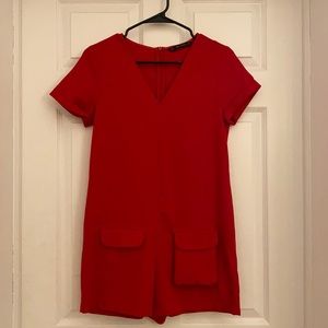 Red Short Sleeve Jumpsuit